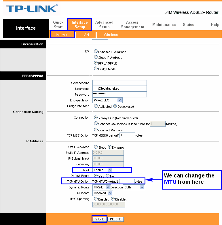 Leg het werk uit van de instellingen van de router TP-Link 3