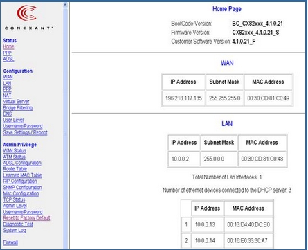 Conexent Router Configuration (interface 1)