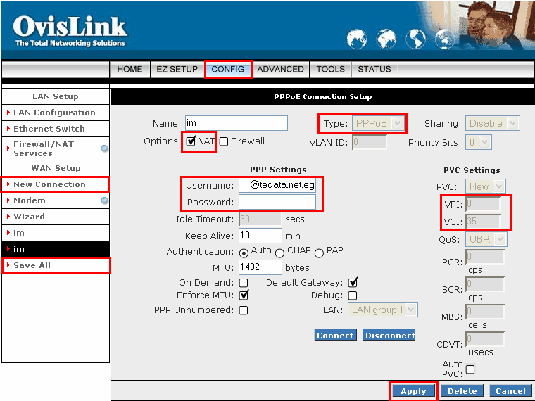 OvisLink Router Configuration