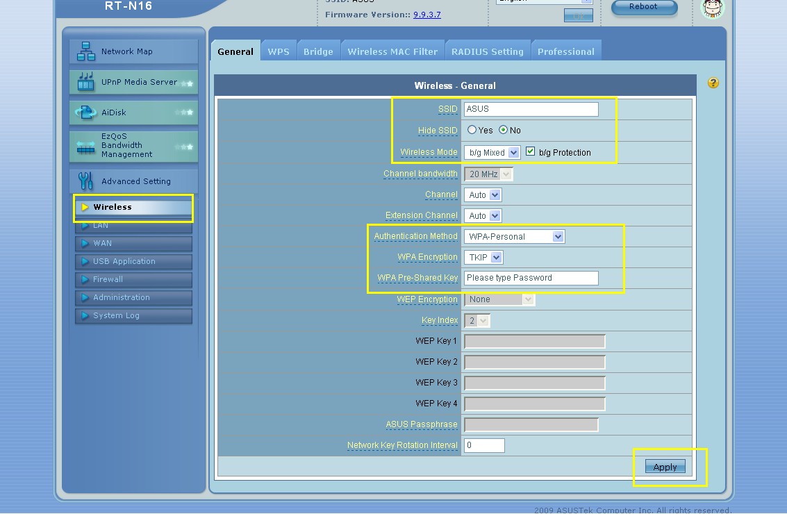 Image showcasing Asus Router configuration