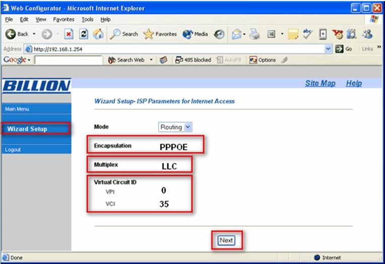 Billion Router Configuration