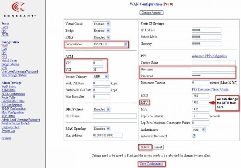 Router Configuration Ui Conexent Router Configuration (interface 1)