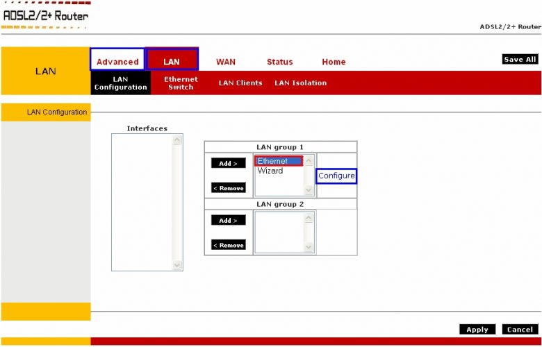 Router Configuration Ui C-Net Router Configuration (interface 1)