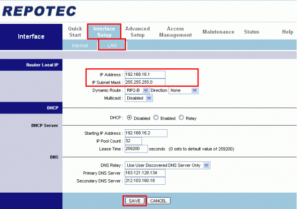 Repotec Router Configuration - تذكرة نت