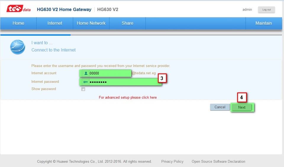 Amboary ny toeran'ny router izay maodelintsika HG630 V2