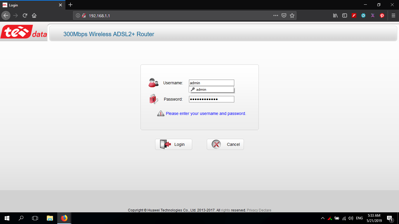 router side login