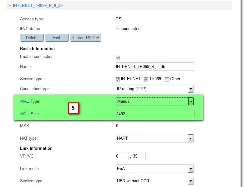 تعديل اعداد MRU راوتر HG630 V2