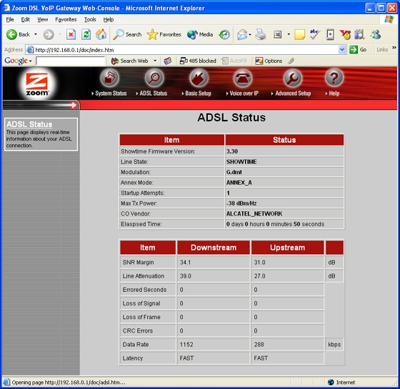 Zoom X5v ADSL modem router