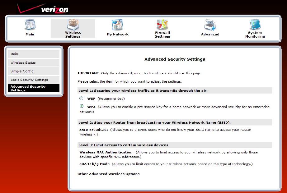 Verizon Router Configuration تذكرة نت