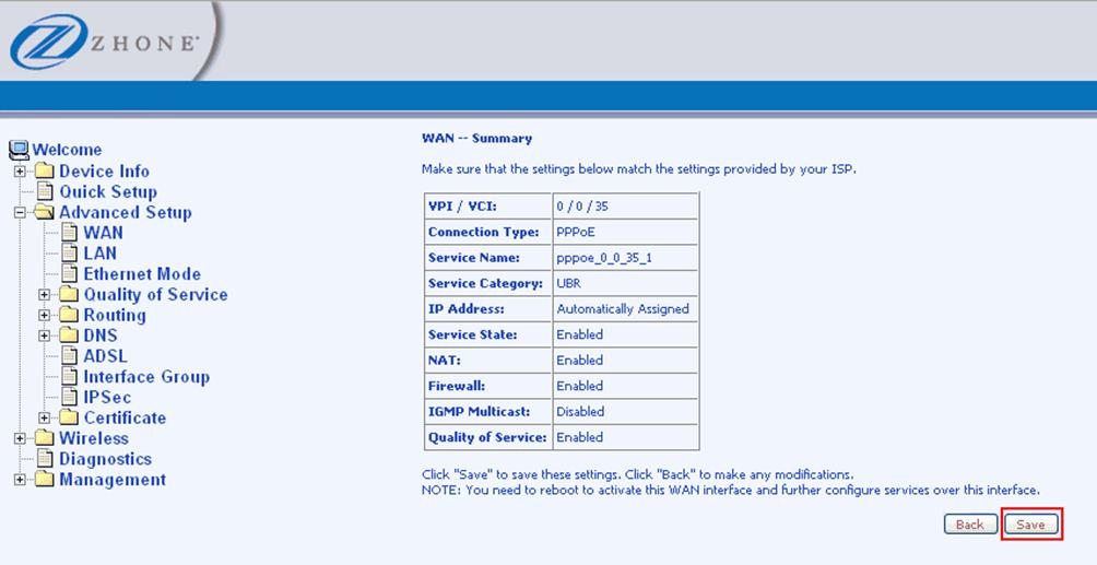Zhone Router Configuration تذكرة نت