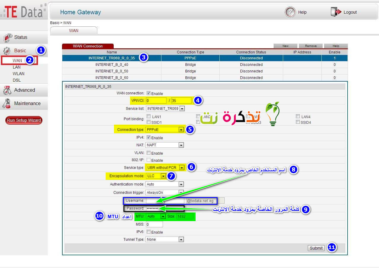 wan configuration Huawei - HG532N - HG531 V1