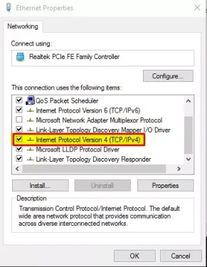 Internet Protocol Version 4 (TCP / IPv4)