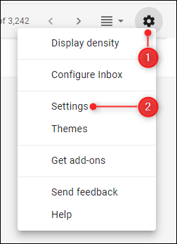 خيار الإعدادات في Gmail