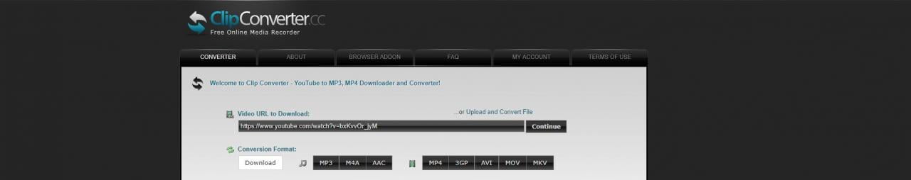 ClipConverter تحميل أشرطة فيديو يوتيوب