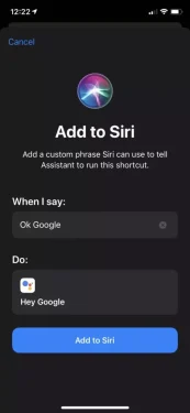 Google Assistant shortuct iPhone