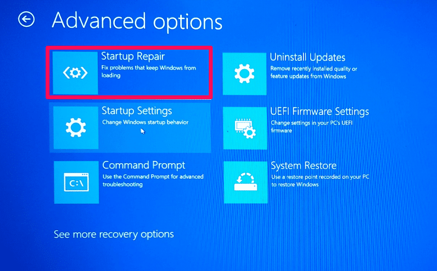 Startreparation til reparation af Windows 10