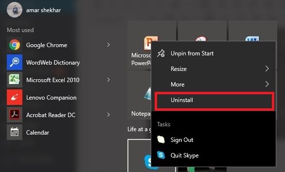 Windows-10 - Désinstaller l'application