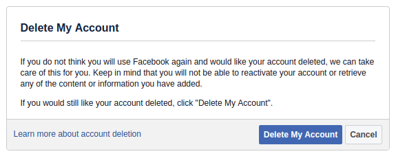 حذف حساب الفيسبوك