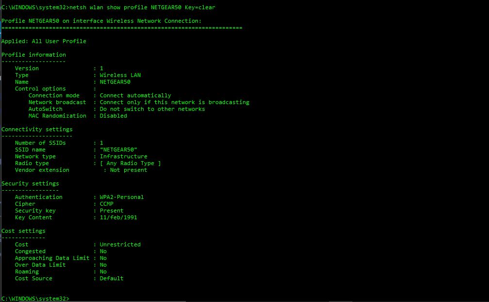 netsh wlan show wifi profile-name = șterge parola wifi folosind cmd