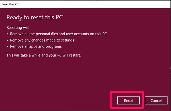 Reset dëse PC