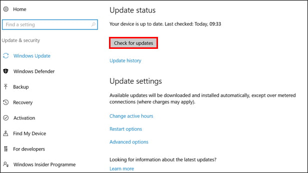 دفع تحديث الذكرى من خلال Windows 10