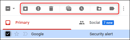 Codici d'azzioni predefiniti di Gmail.