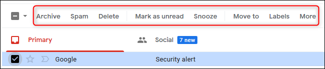 Ang mga pagpipilian sa itaas ng isang tukoy na mail ay ipinapakita sa teksto.