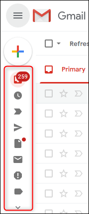 Ang sidebar ng Gmail ay nasa mode ng kontrata.