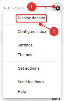 Cliccate o toccate u Cog Settings, dopu selezziunate Display Density.