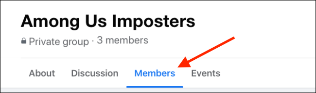 انتقل إلى علامة التبويب الأعضاء في Facebook Group