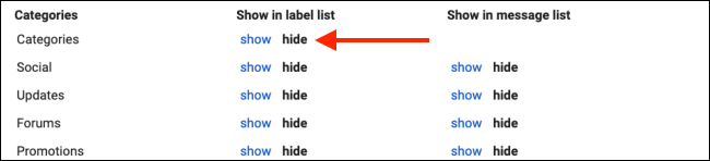 Gmail kenar çubuğunu temizlemek için Kategoriler bölümünü gizleyin