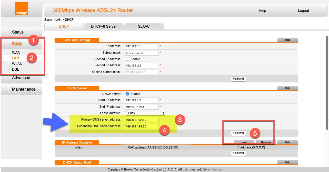 حجب المواقع الأباحية لراوتر أورانج Orange موديل هواواي HG532e Home Gateway - HG531 - HG532N