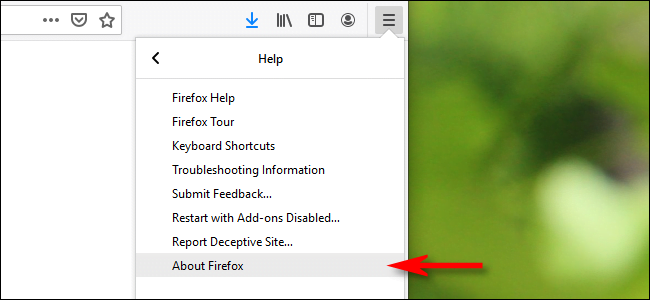 انقر فوق "حول فايرفوكس".
