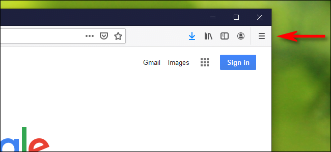 انقر فوق رمز الهامبرغر في Firefox.