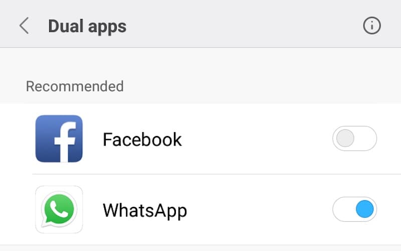 إعدادات التطبيقات المزدوجة WhatsApp