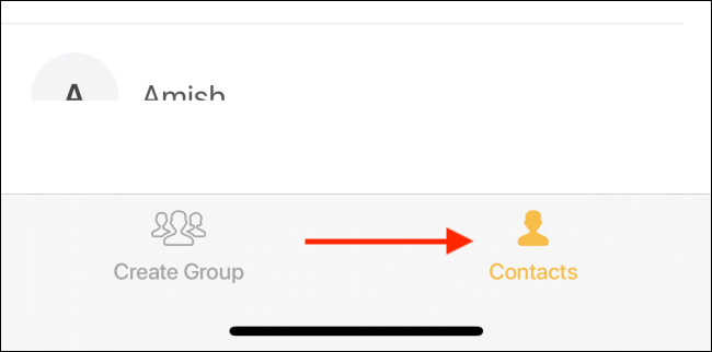 Gå til kategorien Kontakter i Grupper -appen