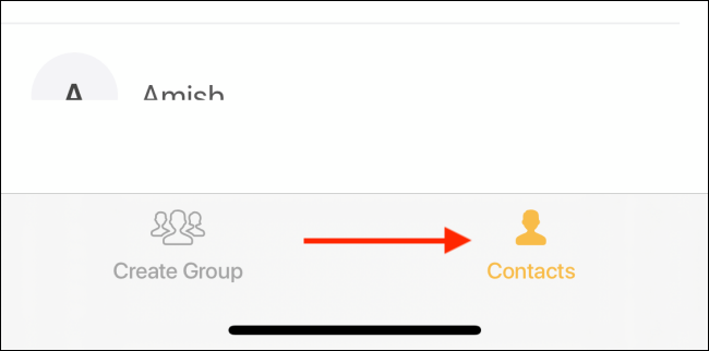 Accédez à l'onglet Contacts dans l'application Groupes