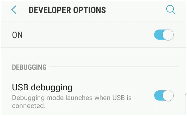 تمكين تصحيح أخطاء USB على Android