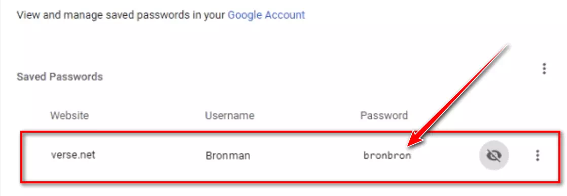 شاشة كلمات المرور المحفوظة في Chrome