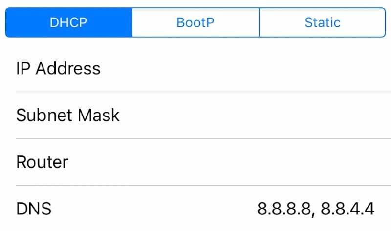 تغيير DNS iOS