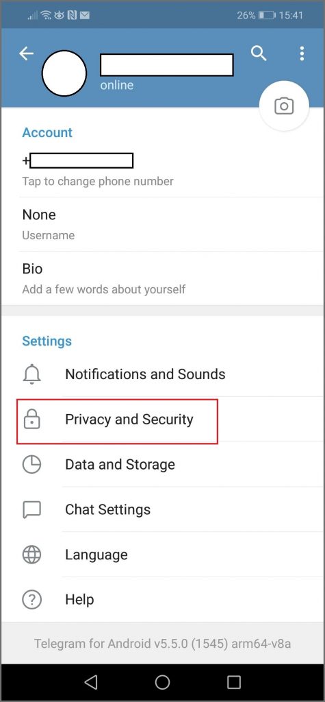 تعطيل Telegram - الخصوصية والأمان