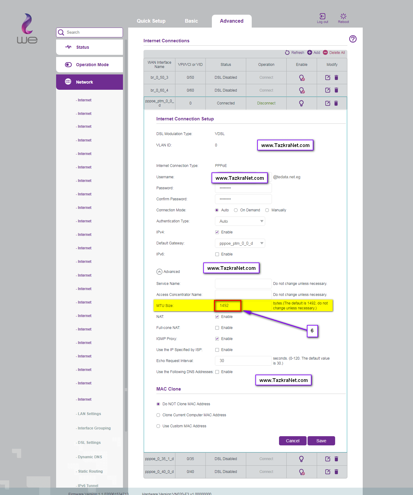 Modificación MTU do enrutador VDSL TP-Link VN020-F3