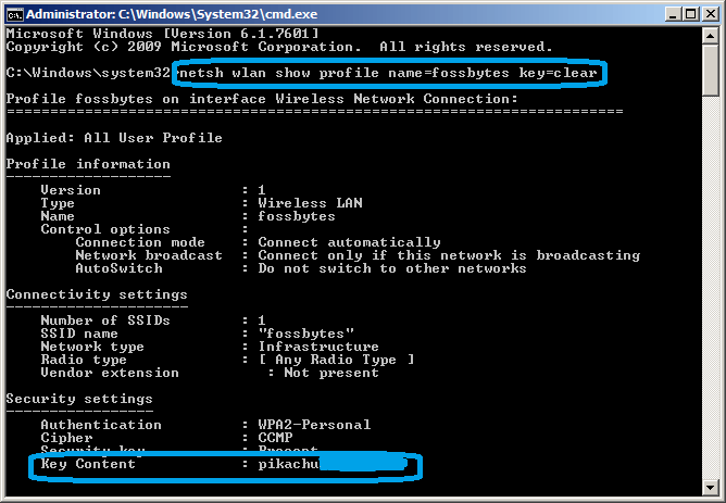 WiFi - Password - Content Key