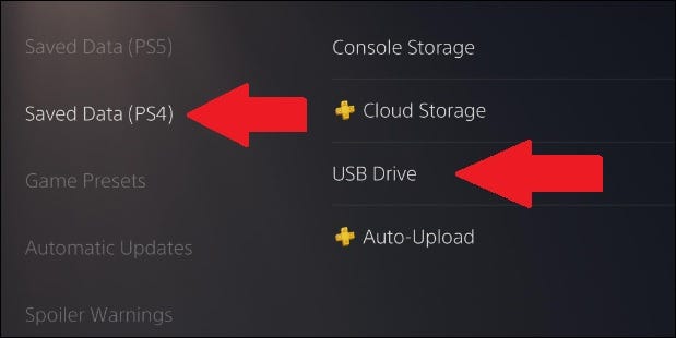 أين تجد ps4 يحفظ على محرك أقراص USB