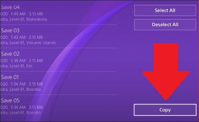 نسخ PS4 يحفظ إلى جهاز USB