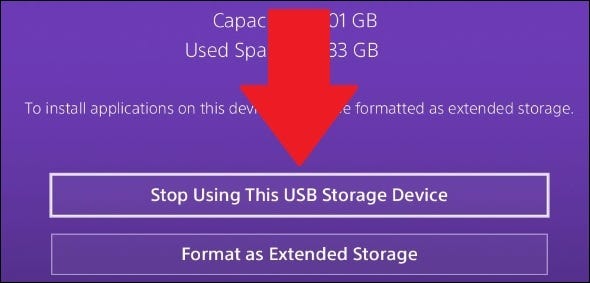 توقف عن استخدام USB على ps4