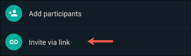 حدد خيار Invite via Link WhatsApp group
