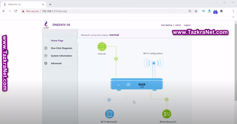 Página de inicio de configuración del enrutador