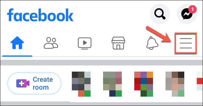 في تطبيق Facebook ، انقر فوق رمز قائمة الهامبرغر.
