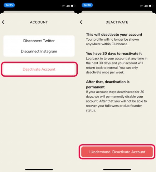 क्लबहाऊस खाते कसे हटवायचे - चरण 4 आणि 5